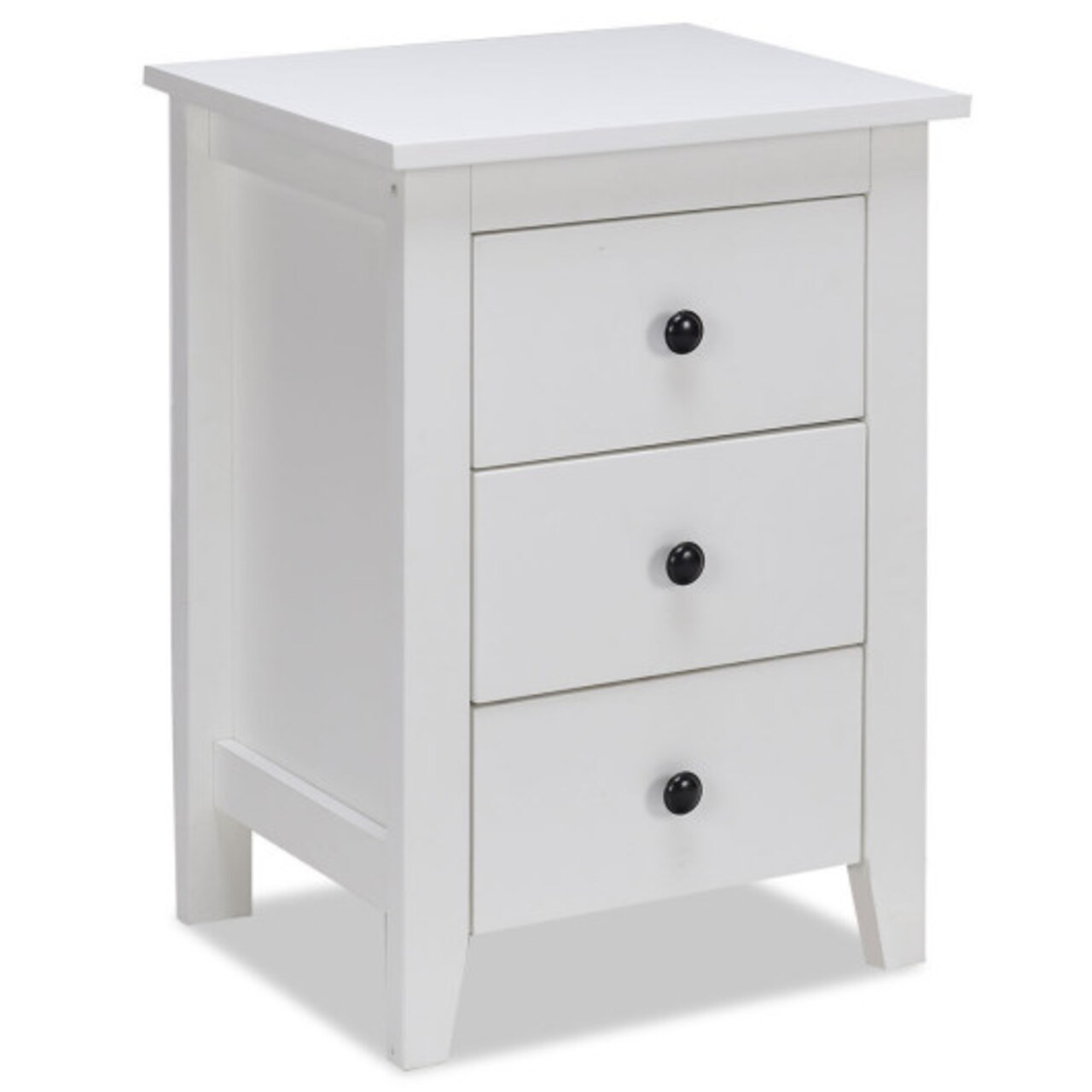White Nightstand 3 Drawer Particle Board MDF Sleek Design Bedside Table